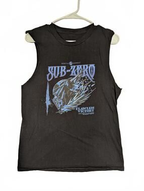 Mortal Kombat Sub-Zero Flawless Victory Graphic Black Cutoff Tank Top Mens Small